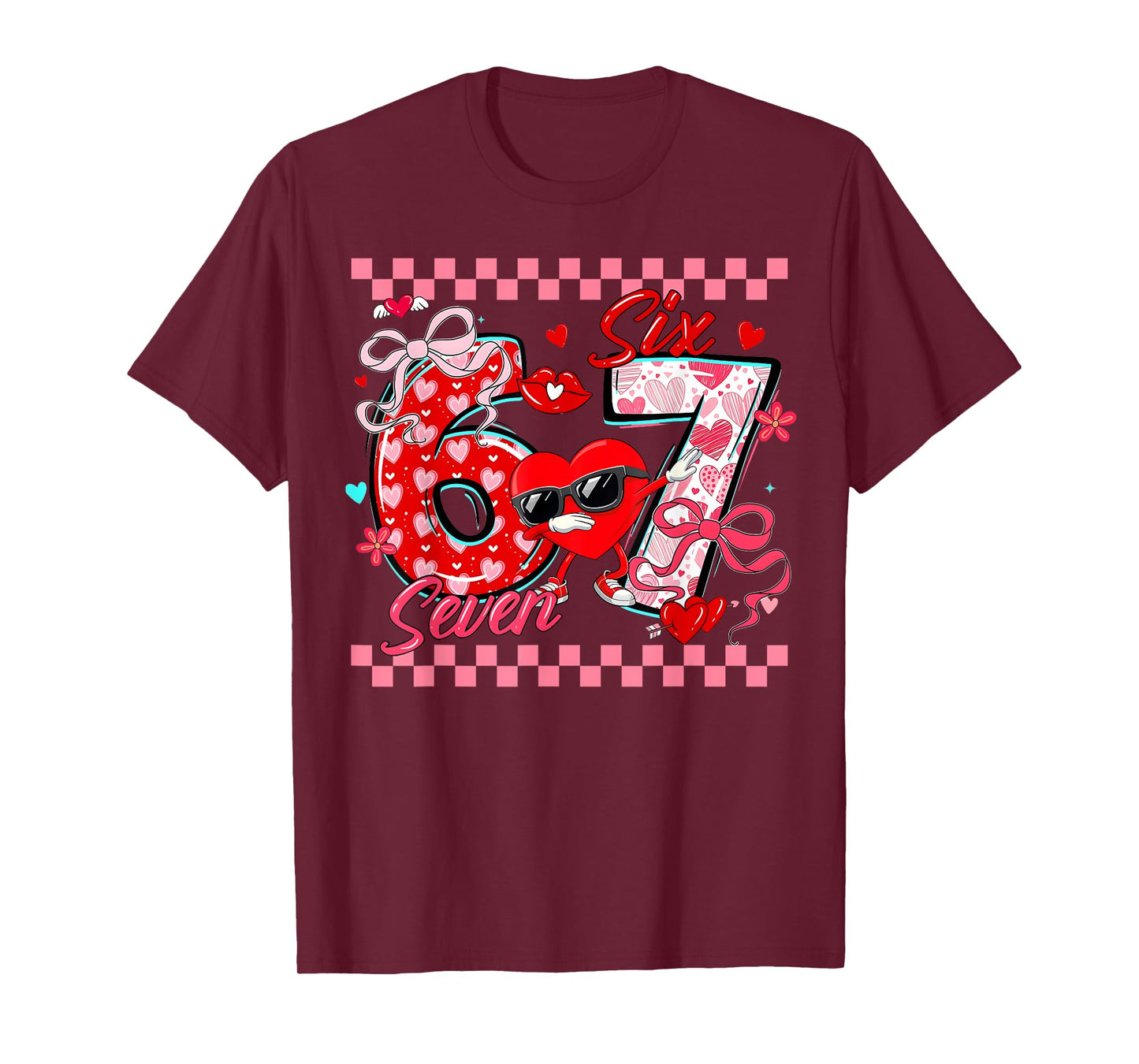 Valentine 67 Six Seven Meme Dabbing Hearts Matching Couple T-Shirt