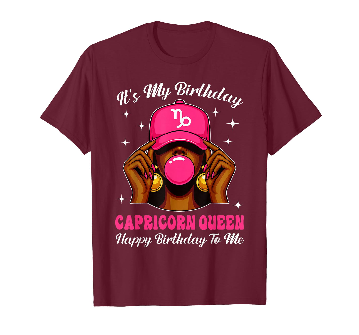 Black Girl Woman Cap It's My Birthday Capricorn Queen T-Shirt