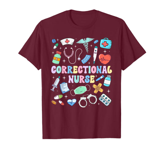 Correctional Nurse Groovy Prison Nurse Corrections Nursing T-Shirt