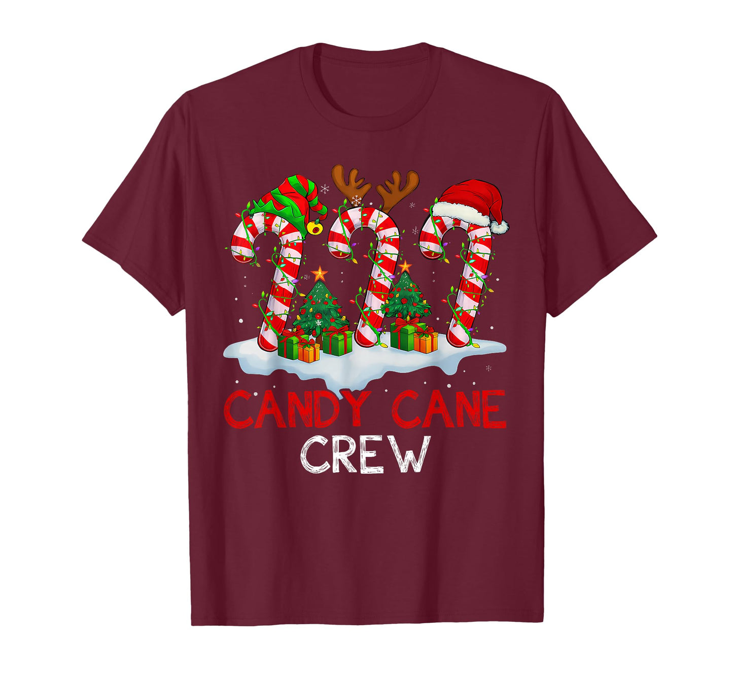Candy Cane Crew Shirt Adult Men Women Kids Christmas Pajamas T-Shirt
