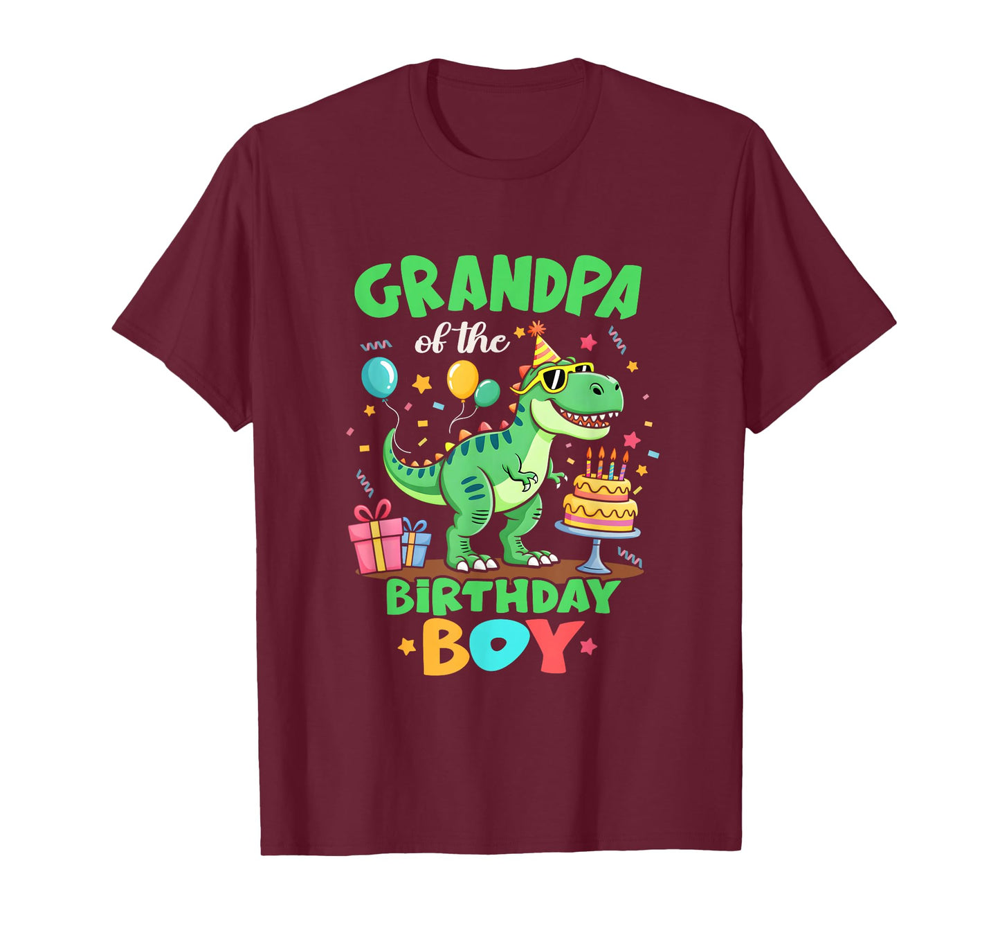 Grandpa of The Birthday Boy T Rex Dinosaur Family Party T-Shirt