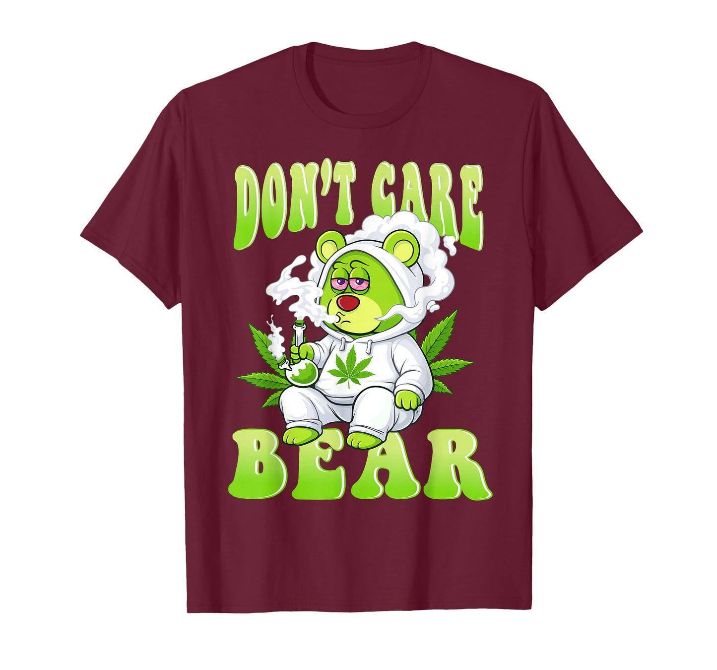 Stoned Bear Smoking Weed Don't Care Marijuana Cannabis 420 T-Shirt