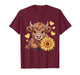 Highland Cow with Sunflower Cute Highland Cow Women Girls T-Shirt