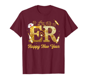 Retro ER Nurse Happy New Year 2026 Fireworks Nurse Squad T-Shirt