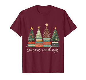 Library Festive Xmas Christmas Book Lover Seasons Readings T-Shirt