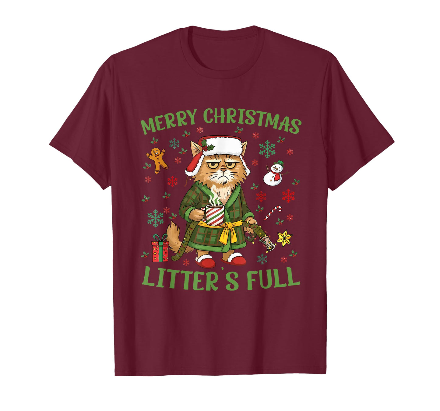 Funny Litter’s Full Cat Parody Tee Christmas T-Shirt