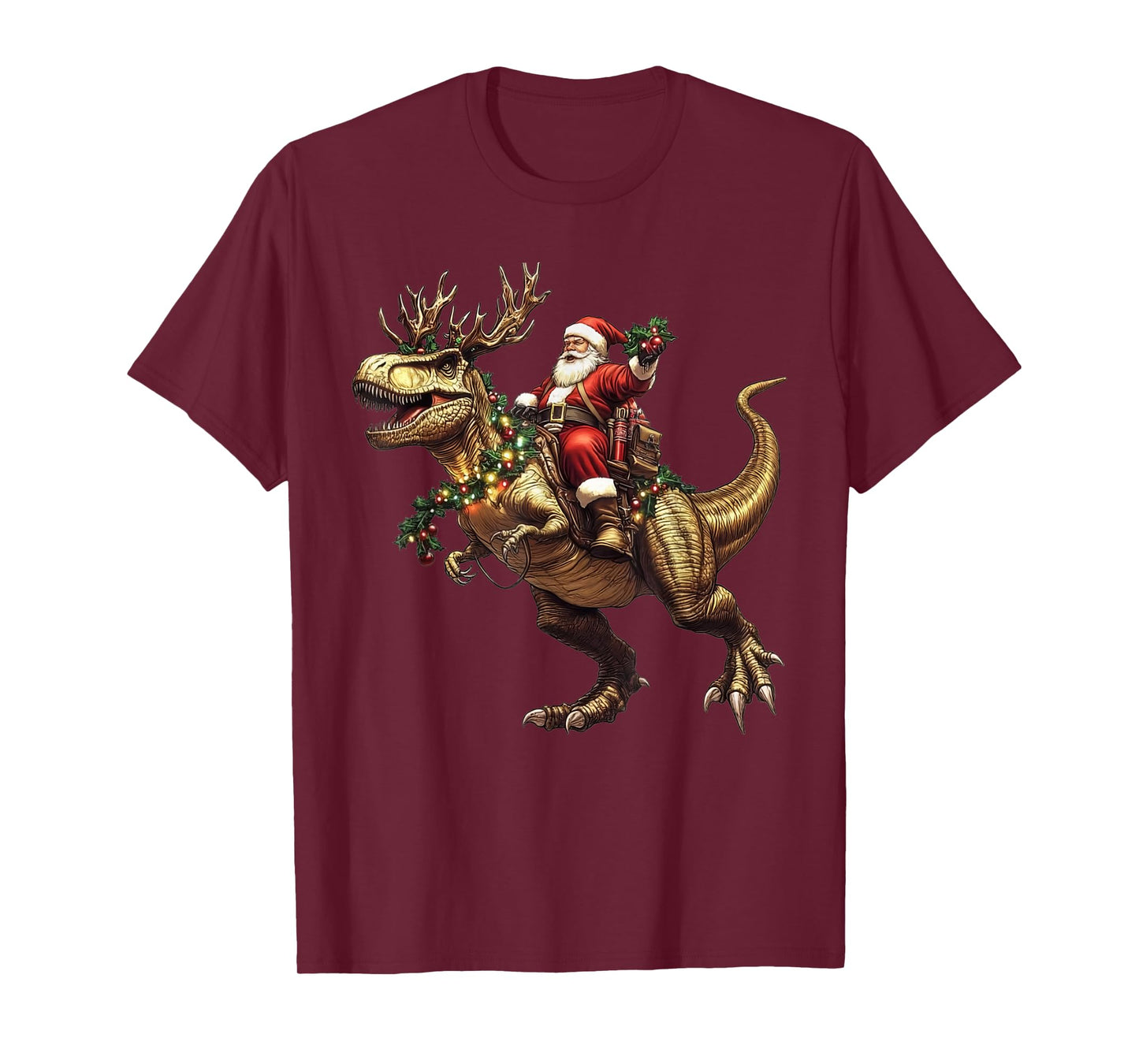 Dinosaur Tree rex Christmas Santa Boys Men Girls Xmas Squad T-Shirt