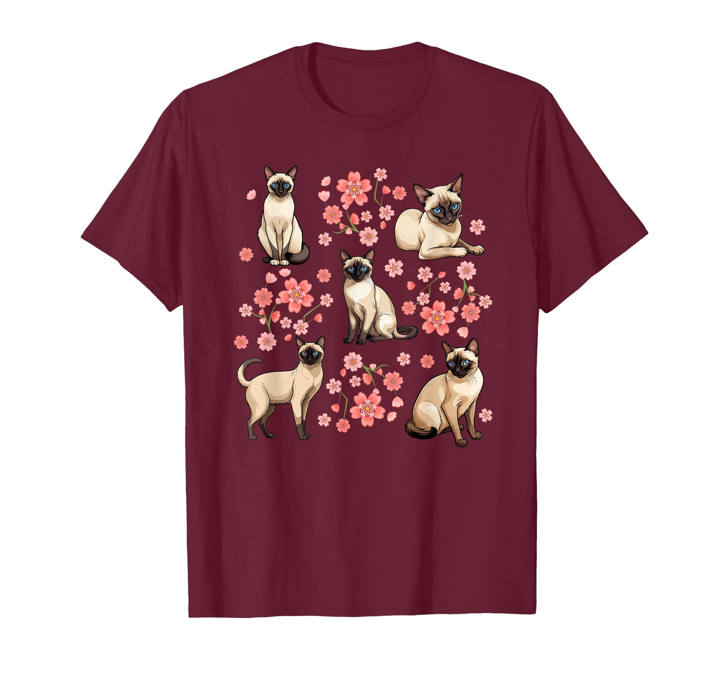 Siamese Cat Flowers Siamese Owner Siamese Cat Lover T-Shirt