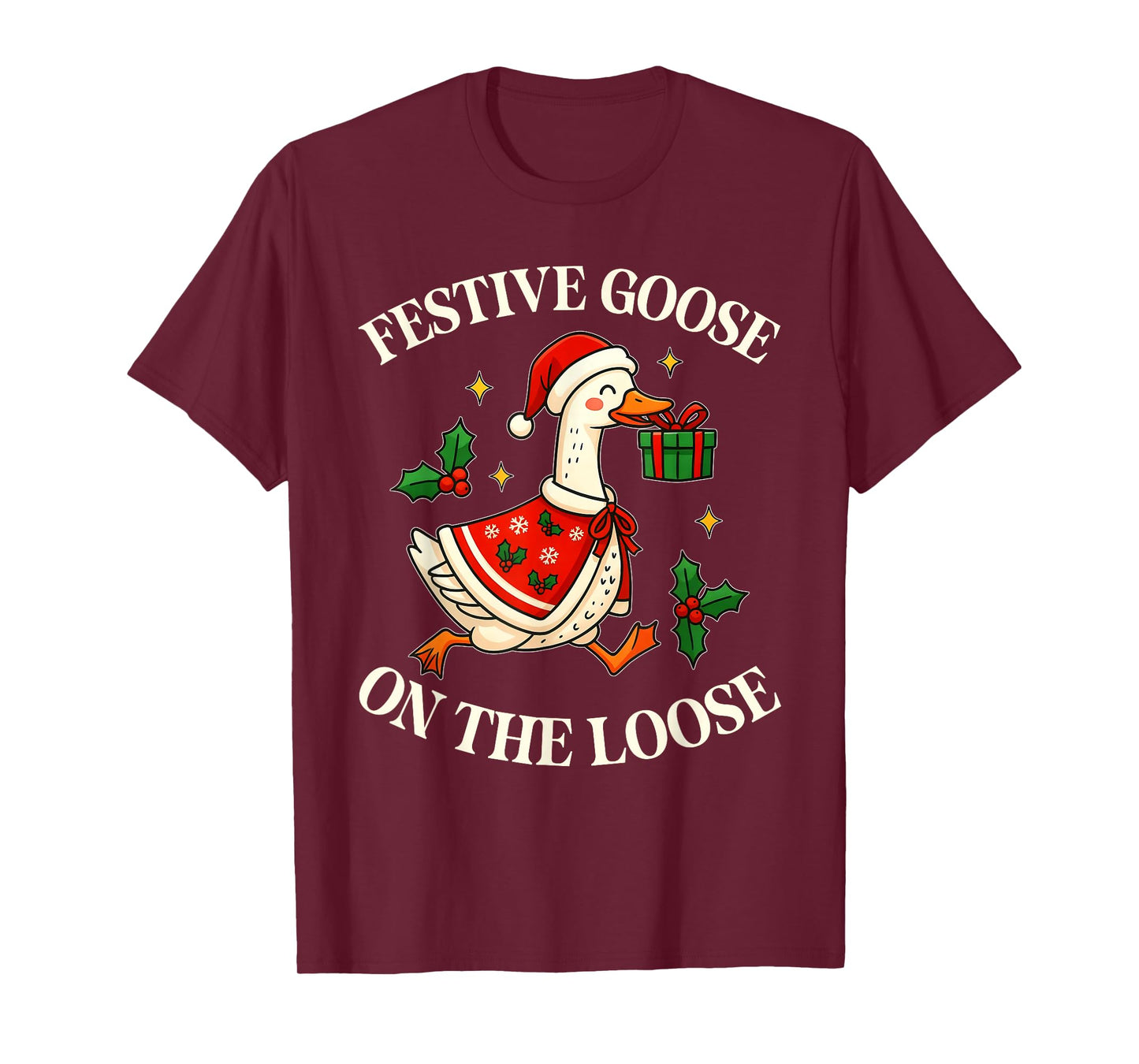 Festive Goose On The Loose Funny Goosemas Christmas Pajama T-Shirt