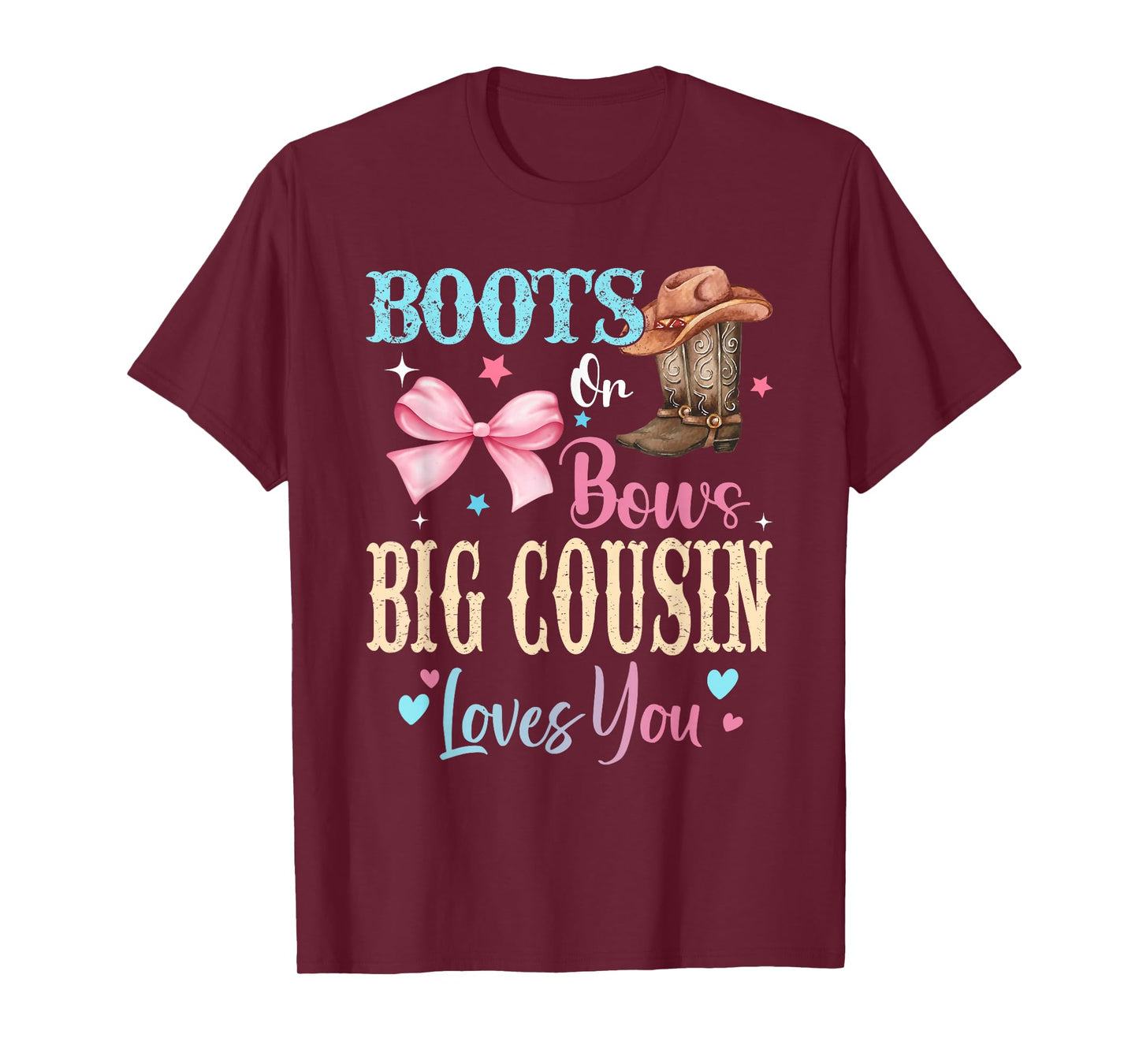 Boots or Bows Big Cousin Loves You Gender Reveal Family T-Shirt
