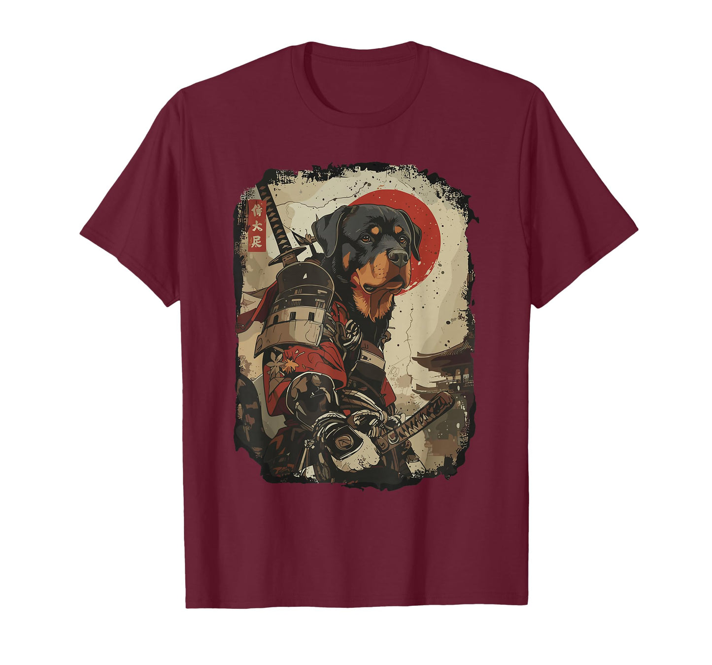 Samurai Rottweiler Dog Lover Vintage Mens Graphic T-Shirt