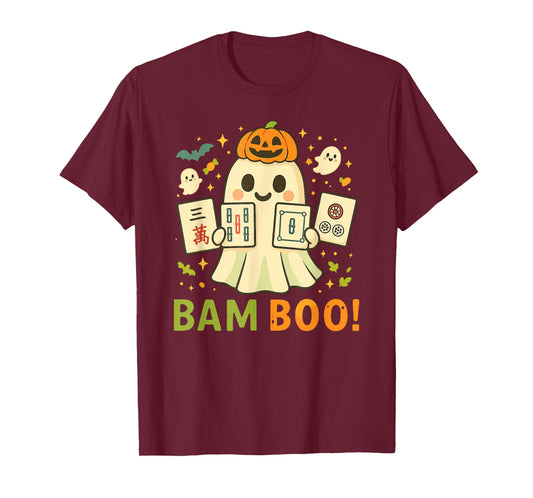 Halloween Ghost Playing Mahjong Spooky Boo Funny Costume T-Shirt
