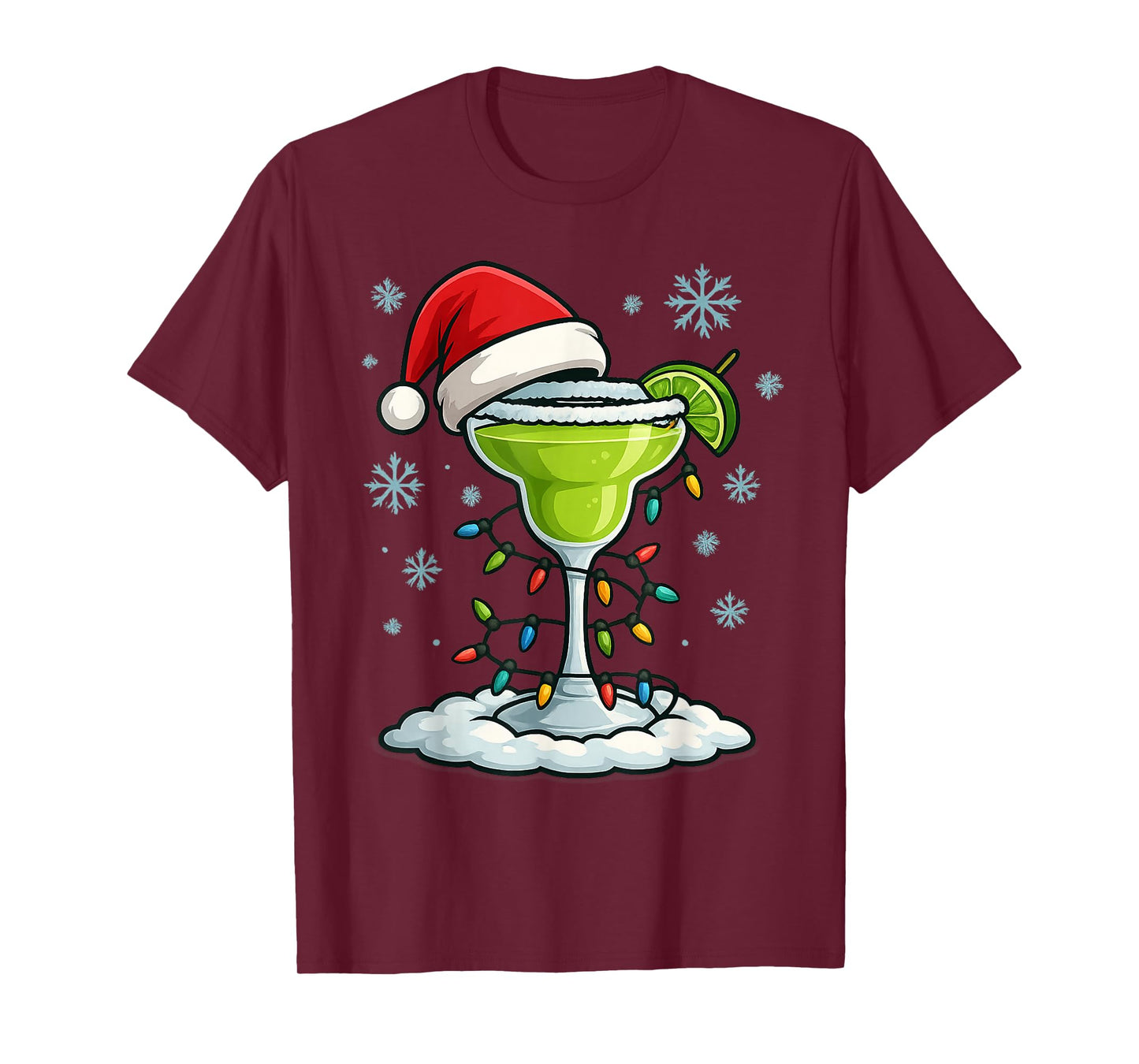 Fun Christmas Lights Wrapped On Spicy Lime Margarita Lover T-Shirt