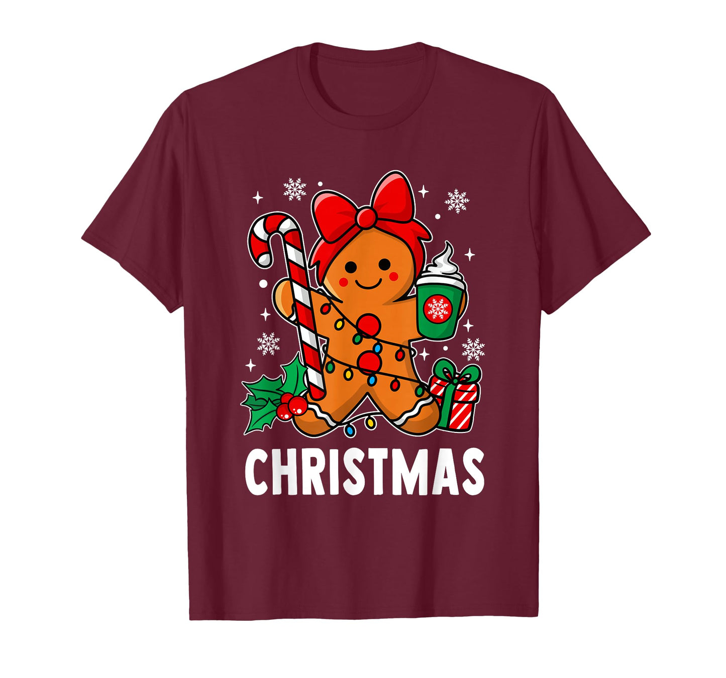 Christmas Merry Xmas Candy Cane Gingerbread Couples Pajama T-Shirt