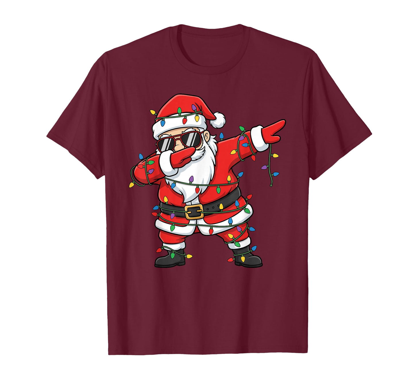 Funny Dabbing Santa Xmas Lights Men Boys Girls Christmas T-Shirt