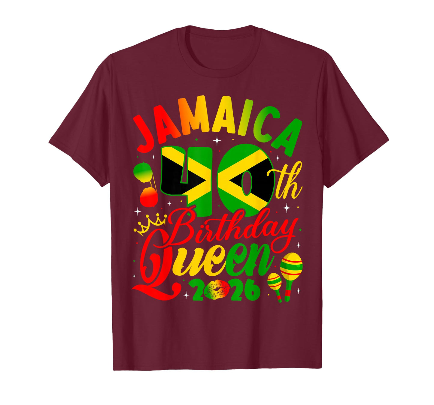 40th Birthday Queen Jamaica Girl Matching Party 2026 T-Shirt