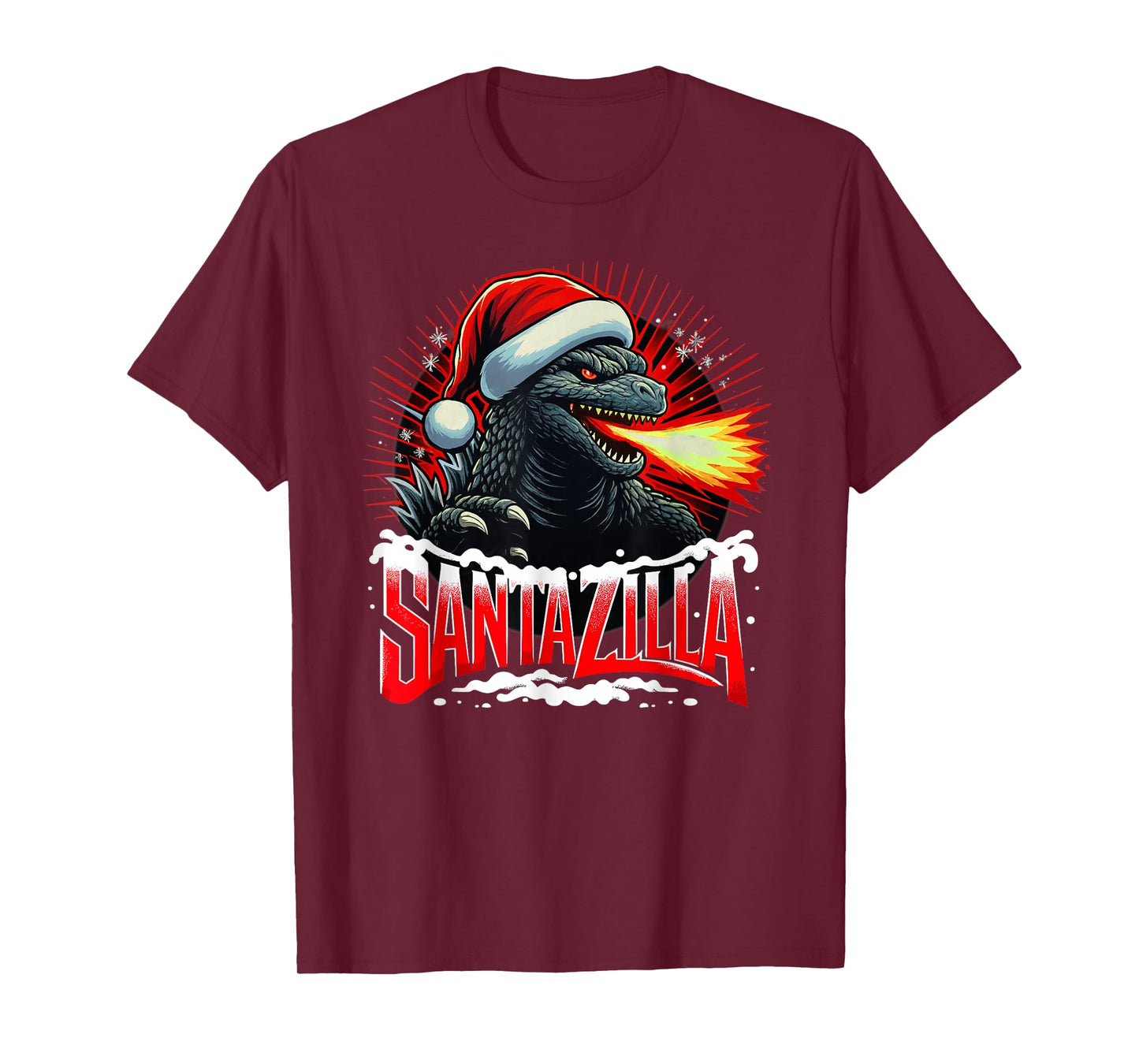 Xmas Christmas Santazilla Funny Holiday Monster Dinosaur T-Shirt