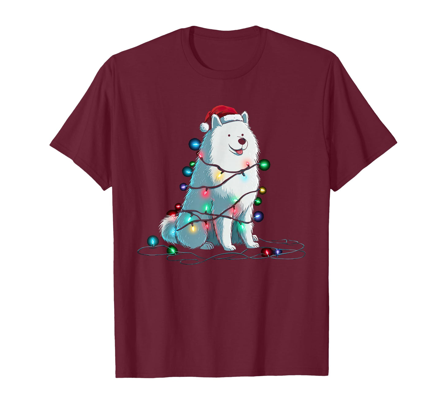 Funny Samoyed Christmas Graphics Dog Lights Lover T-Shirt
