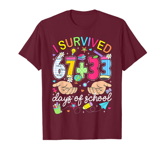 I Survived 67 33 Days of School 100th Day Teacher Student T-Shirt