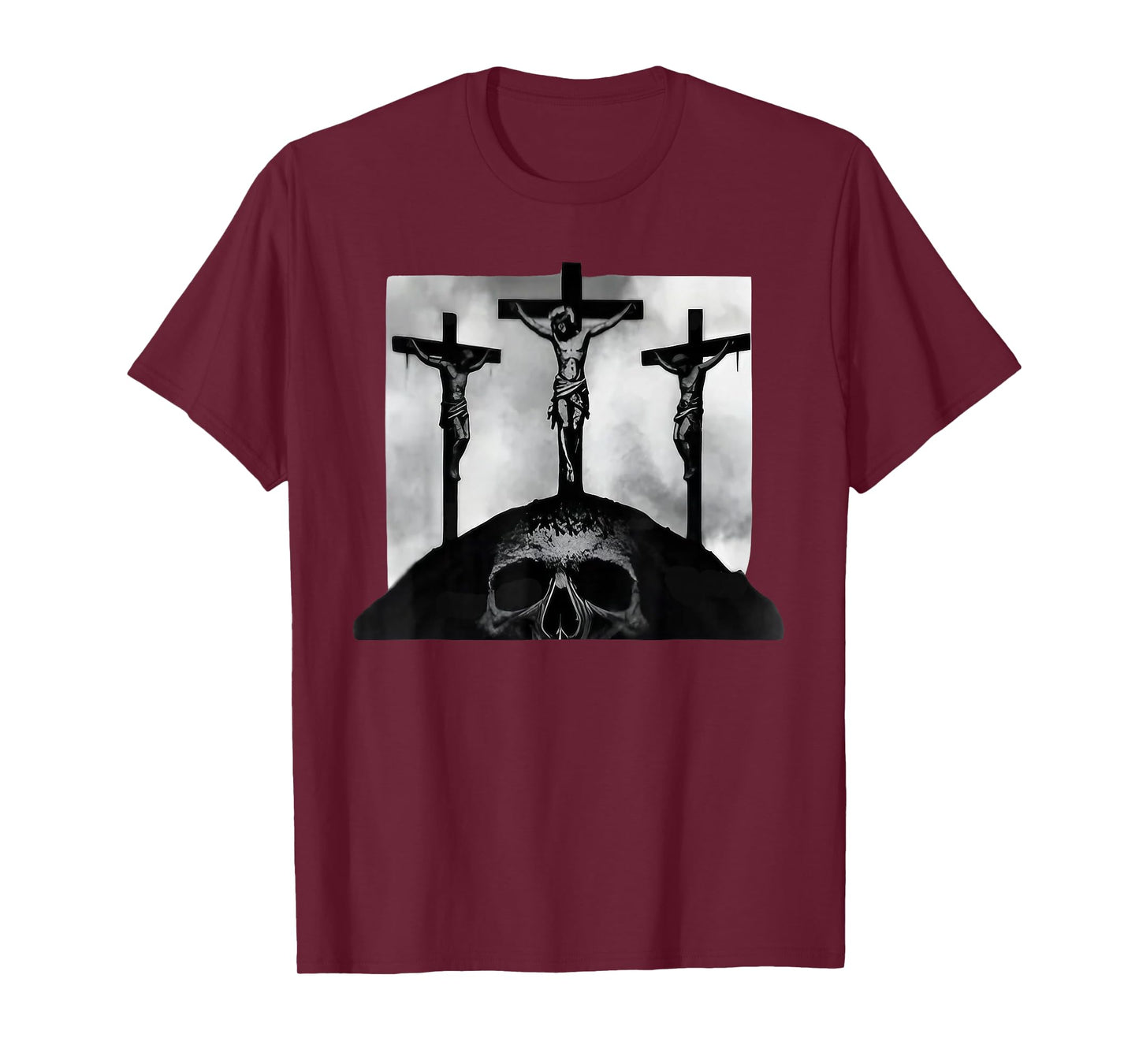 Golgotha Jesus Design Three Crosses Gothic Christian T-Shirt