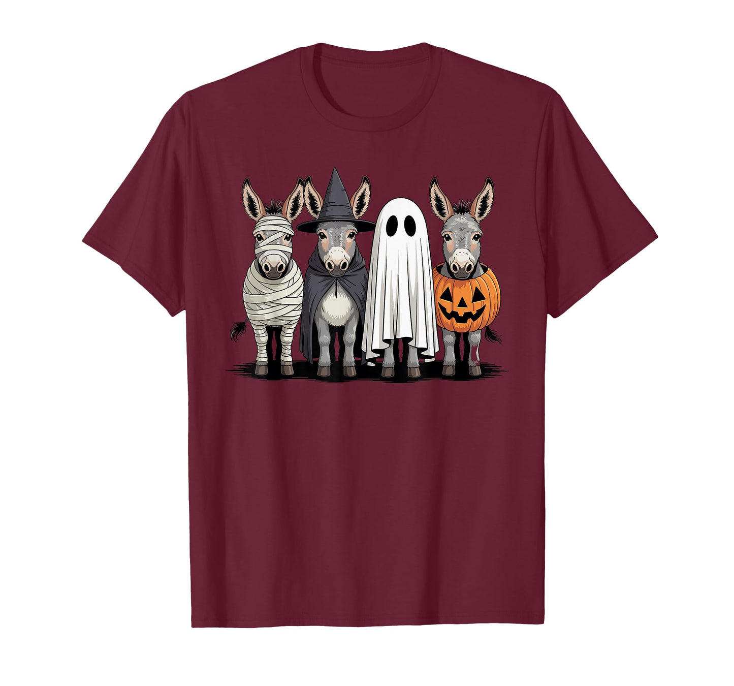 Spooky Ghost Donkey Pumpkin Halloween Skeleton T-Shirt