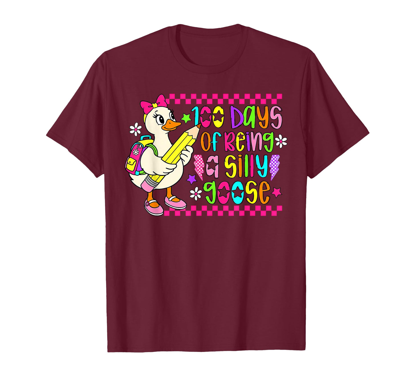 100 Days of School Girls Teacher 100th Day Silly Goose T-Shirt