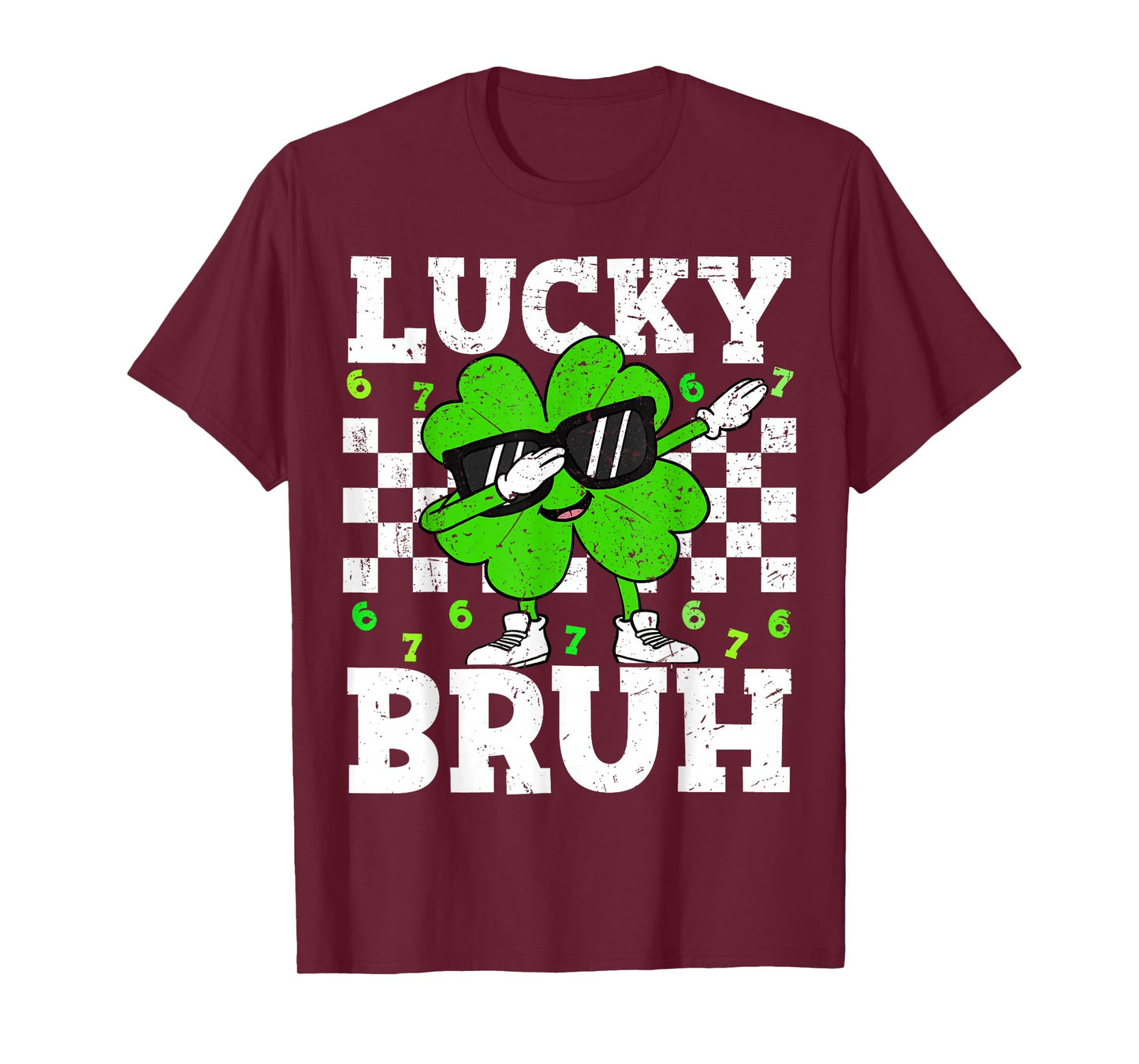 Boys St Patricks Day 67 Lucky Bruh Dabbing Shamrock Clover T-Shirt
