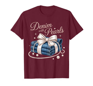 Denim with Pearls Mother’s Day Outfit for Stylish Women T-Shirt