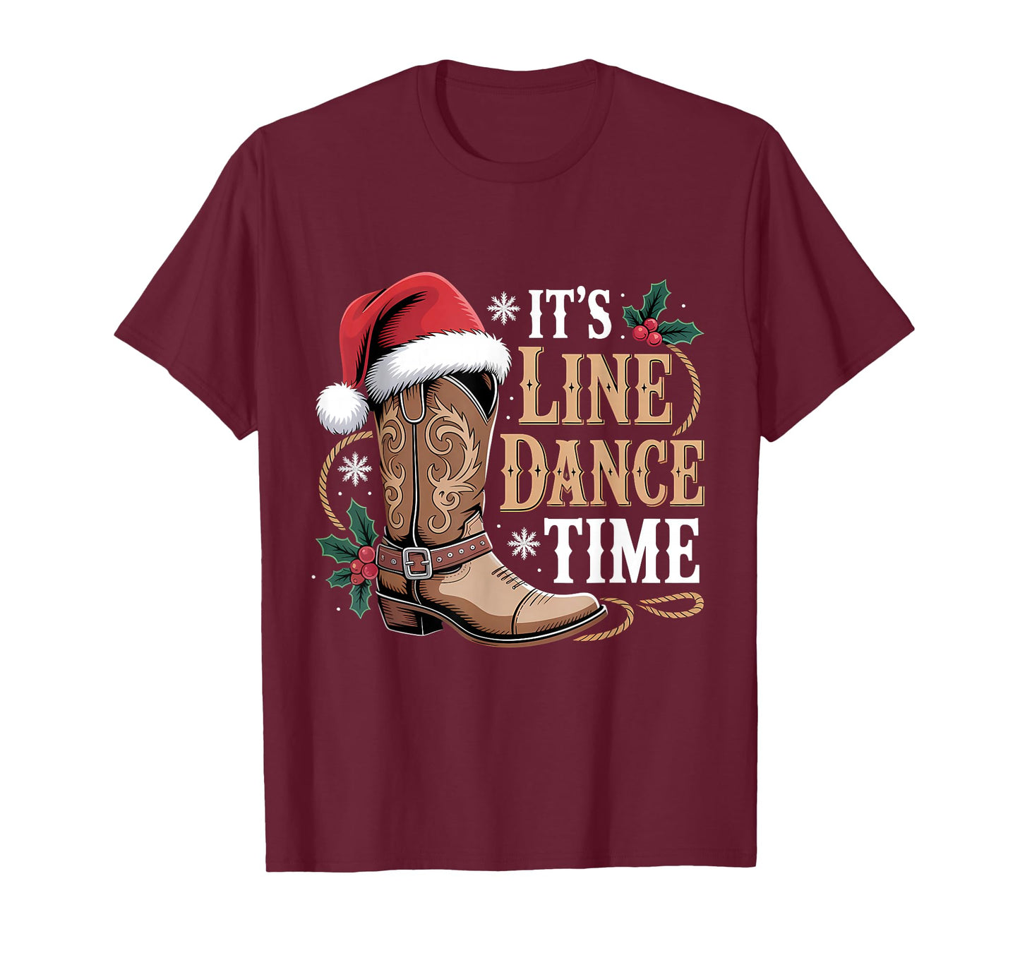 It's Line Dance Time Line Dancing Santa Hat Christmas Eve T-Shirt