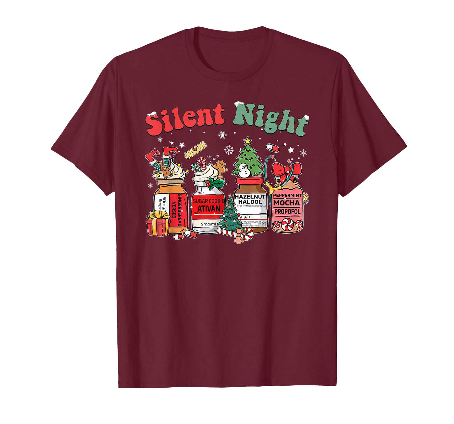 Funny Santa Propofol Silent Night ICU Nurses Merry Christmas T-Shirt