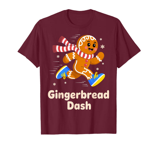 Christmas Gingerbread Dash Running Runner Xmas Marathon 5k T-Shirt