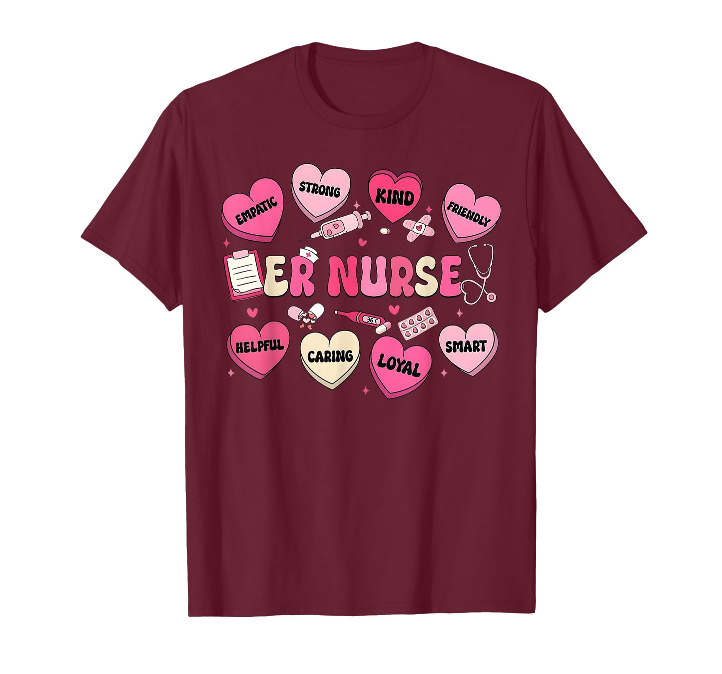 Valentine ER Nurse Hearts Coquette Pink Women T-Shirt
