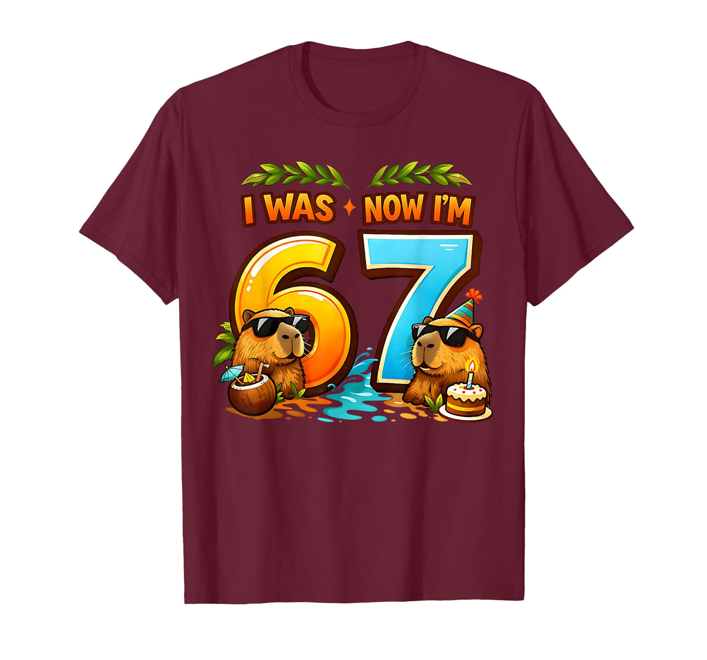 I was 6 Now I'm 7 Birthday 67 Meme Capybara Kids Boys Girls T-Shirt