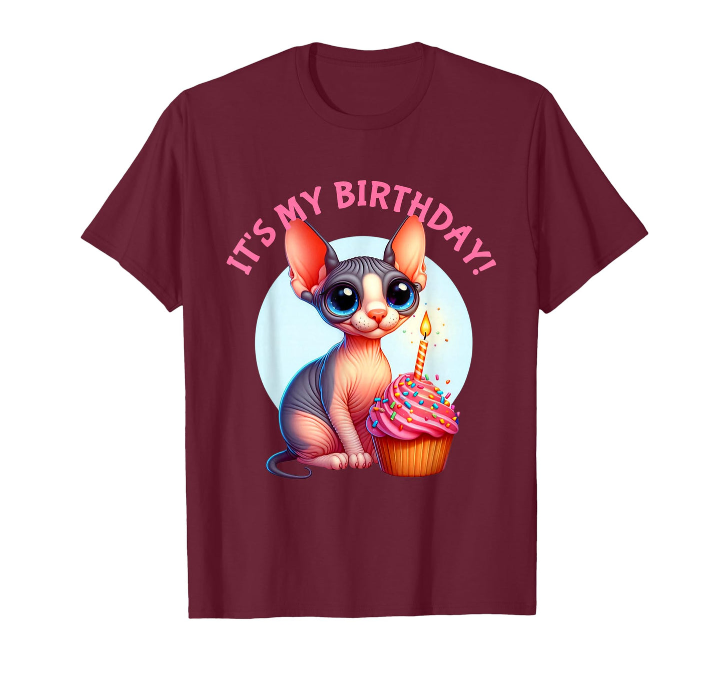 Kids Sphynx Cat Its My Birthday Cupcake Favorite Animal T-Shirt