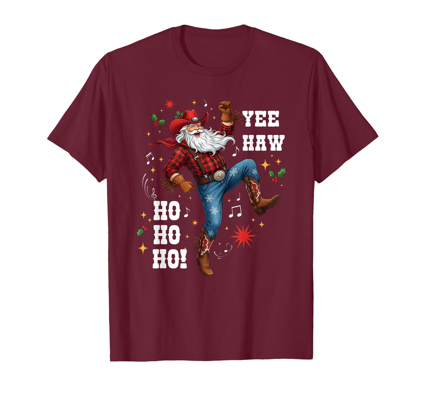 Yee Haw Ho Ho Ho Cowboy Santa Cowboy Western Christmas T-Shirt