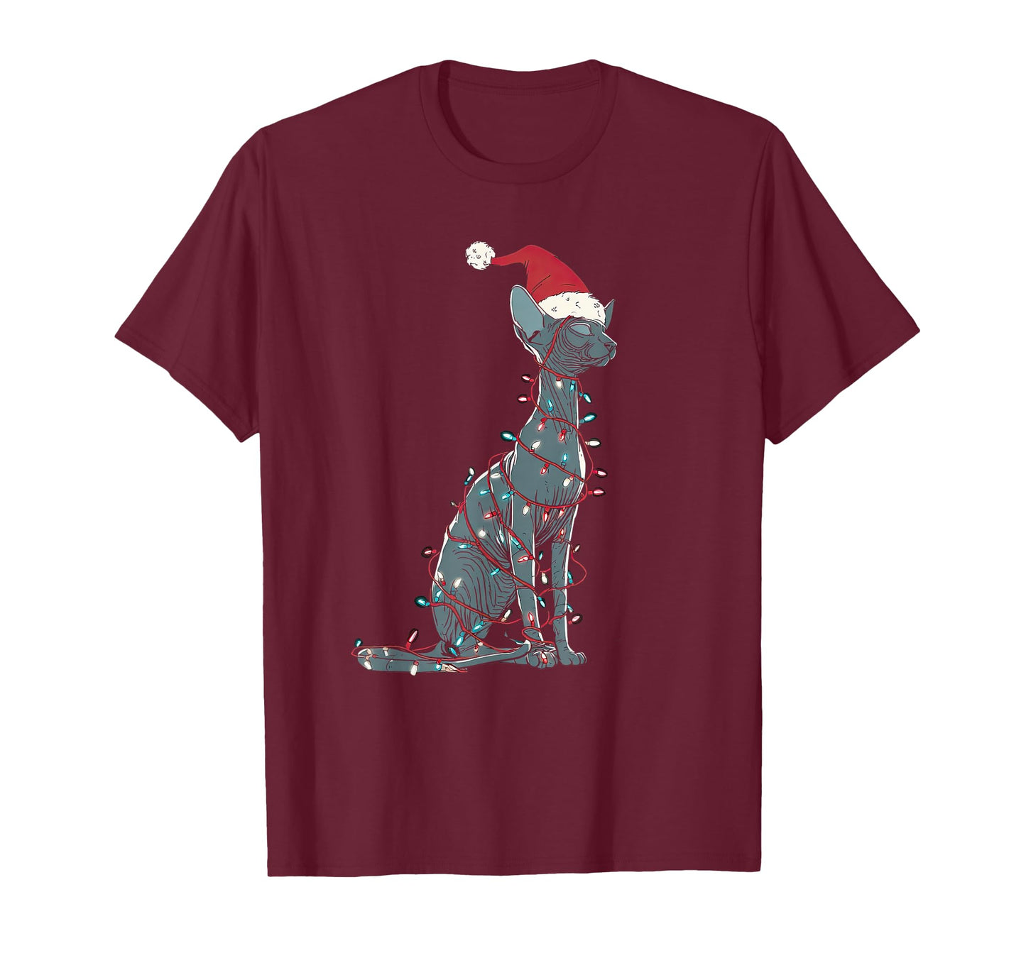 Funny Sphynx Cat Christmas Graphics Animal Lights Lover T-Shirt