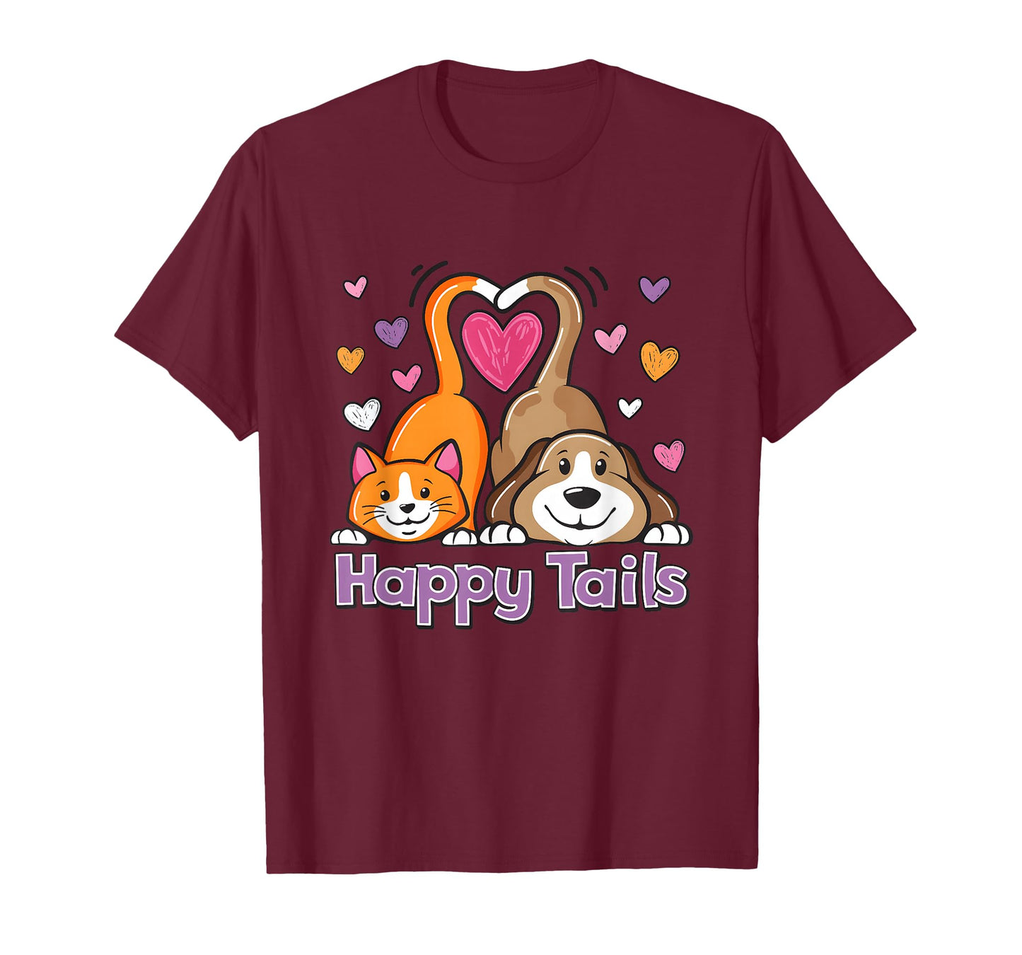 Happy Tails Valentines Shirt Cute Vet Tech Veterinarian T-Shirt