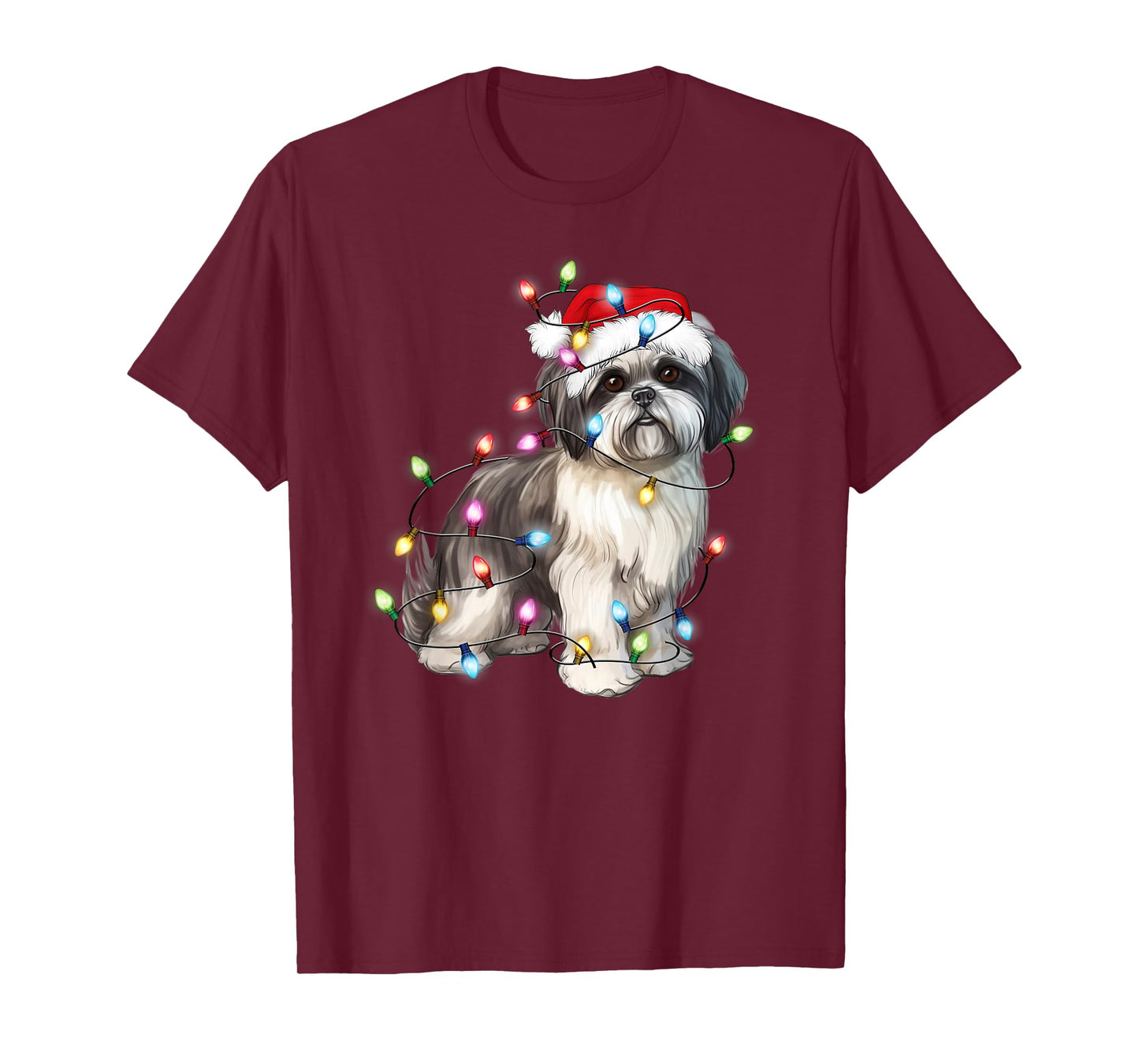 Shih Tzu Dog Christmas Lights Xmas Cute T-Shirt