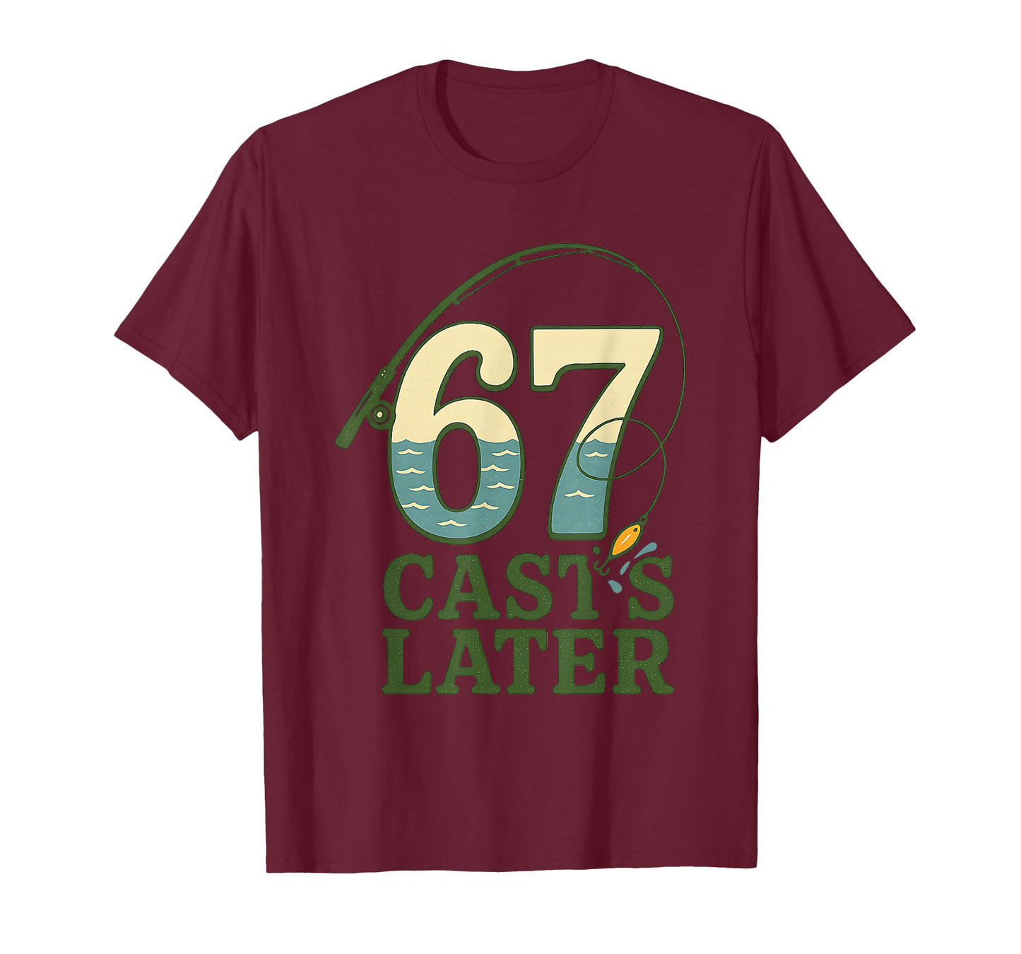 6 7 Meme Gen Alpha Retro Fishing Rod Lure Angler Bass Fisher T-Shirt