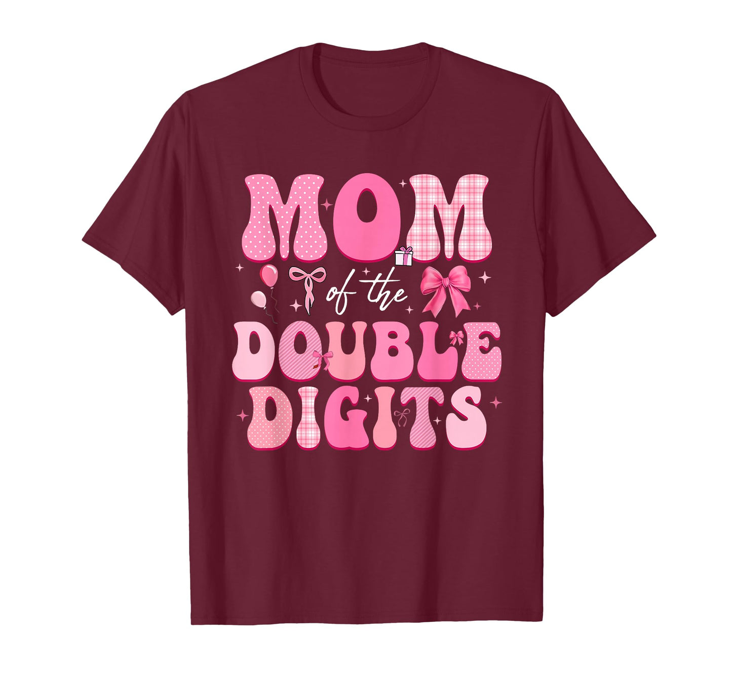 Mom of The Double Digits Cute Pink Bow 10th Birthday Girl T-Shirt