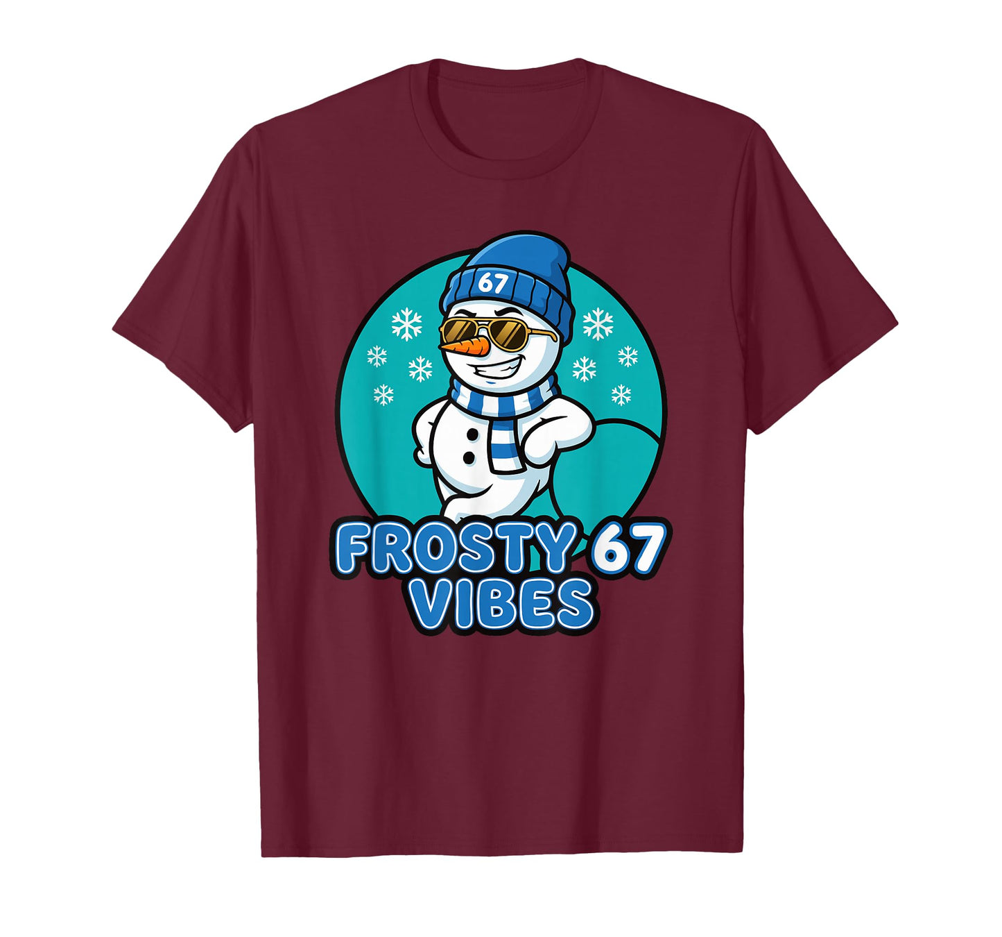 Frosty Vibes 67 Snowman Six Seven Meme Funny Winter Kids Men T-Shirt