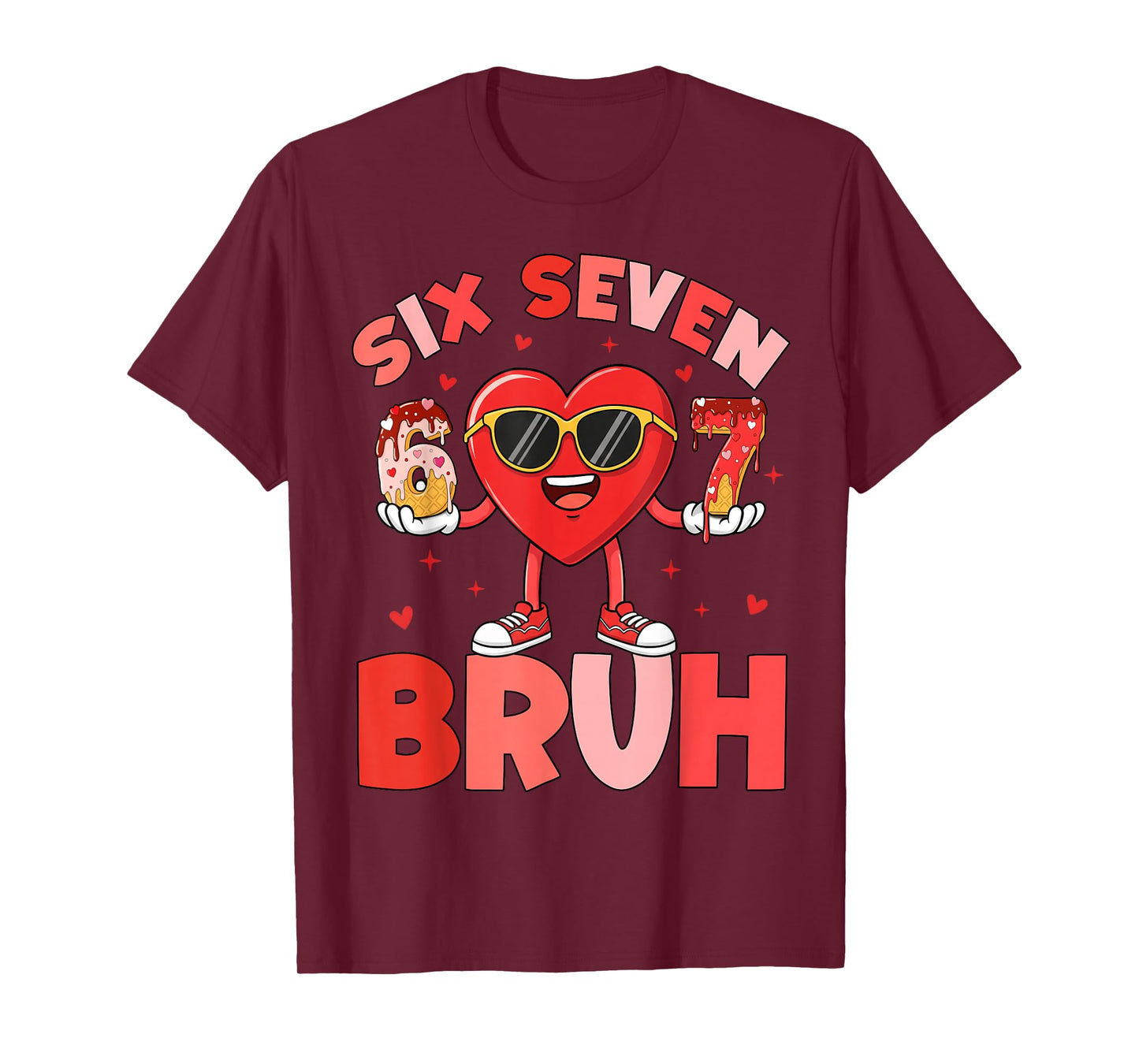 Six Seven 67 Meme Cool Valentine’s for Teens Boys Girls Kids T-Shirt