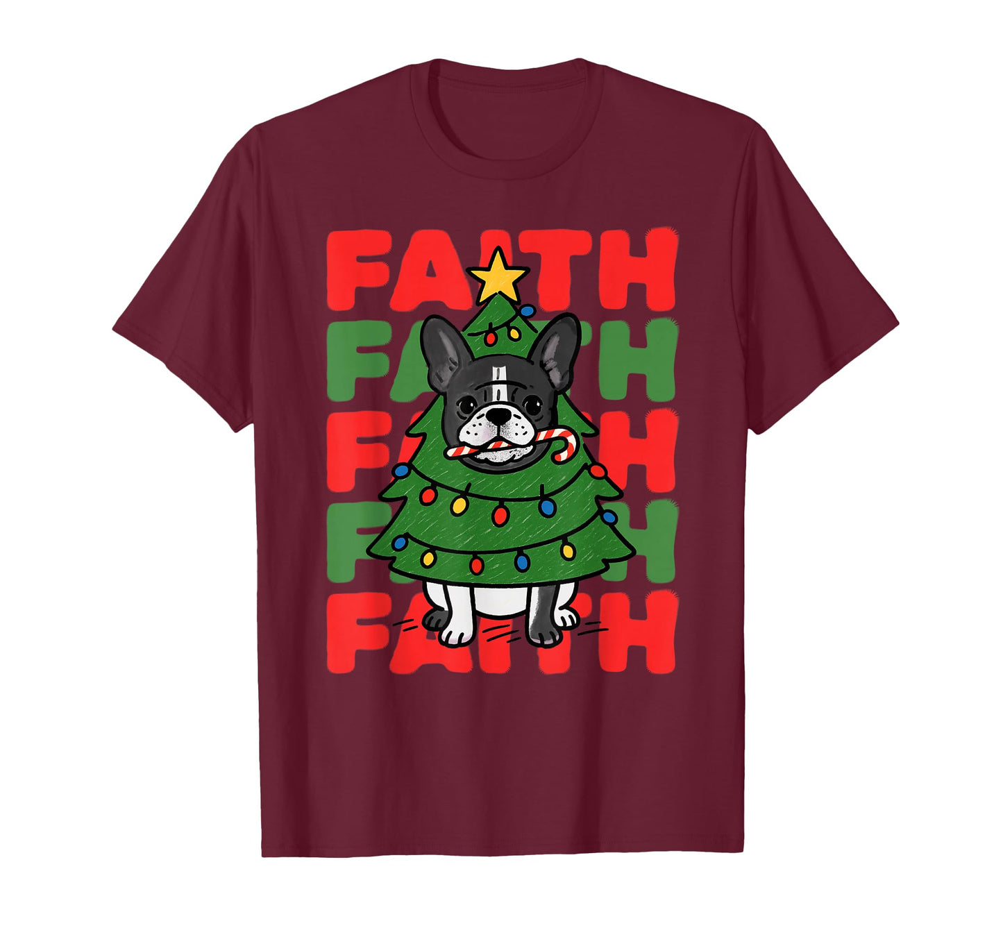 Dog Christmas Faith French Bulldog Puppy Family Group T-Shirt