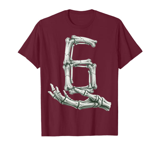 6 7 Halloween Skeleton Funny 67 Meme Gen Alpha Six Seven 6 T-Shirt