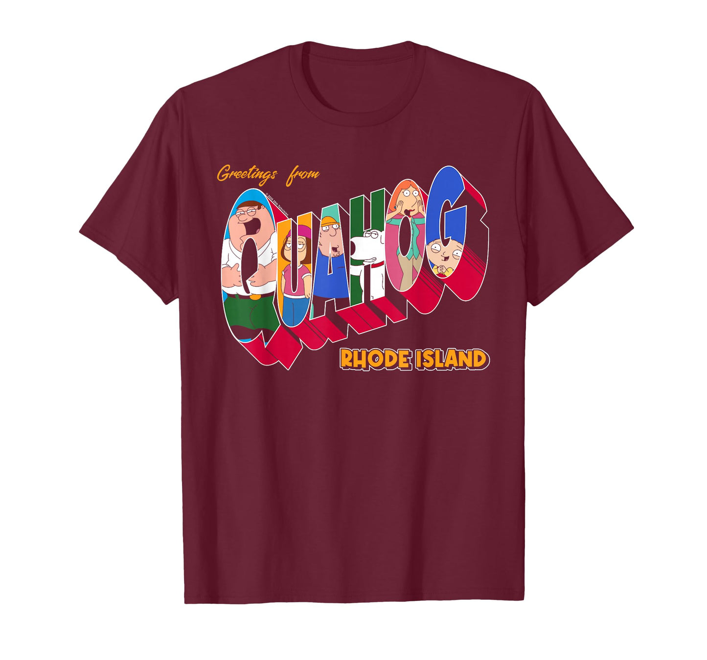 Family Guy Greetings from Quahog Tourist Souvenir Cartoon T-Shirt