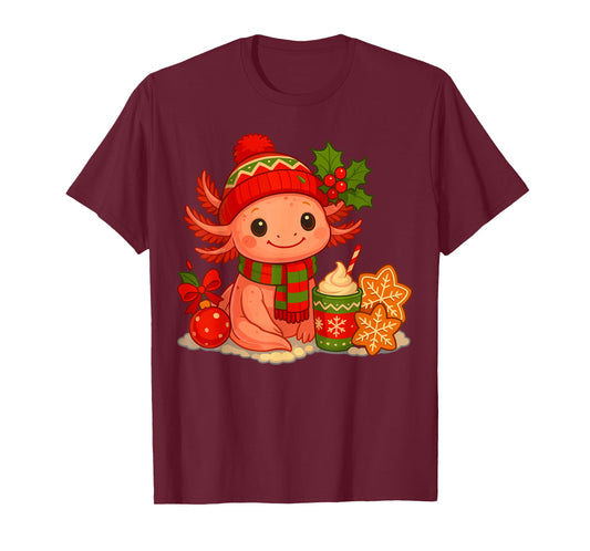 Axolotl with Christmas Coffee and Cookie T-Shirt