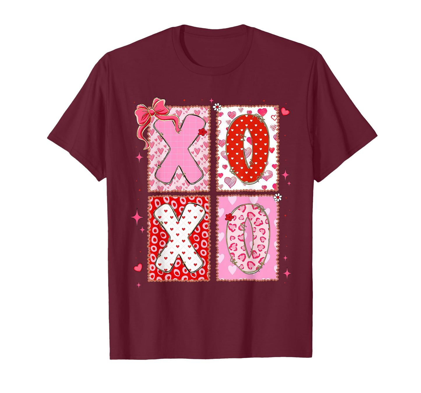 Valentine XOXO Preppy Heart Coquette Bow Girl Kid Women T-Shirt