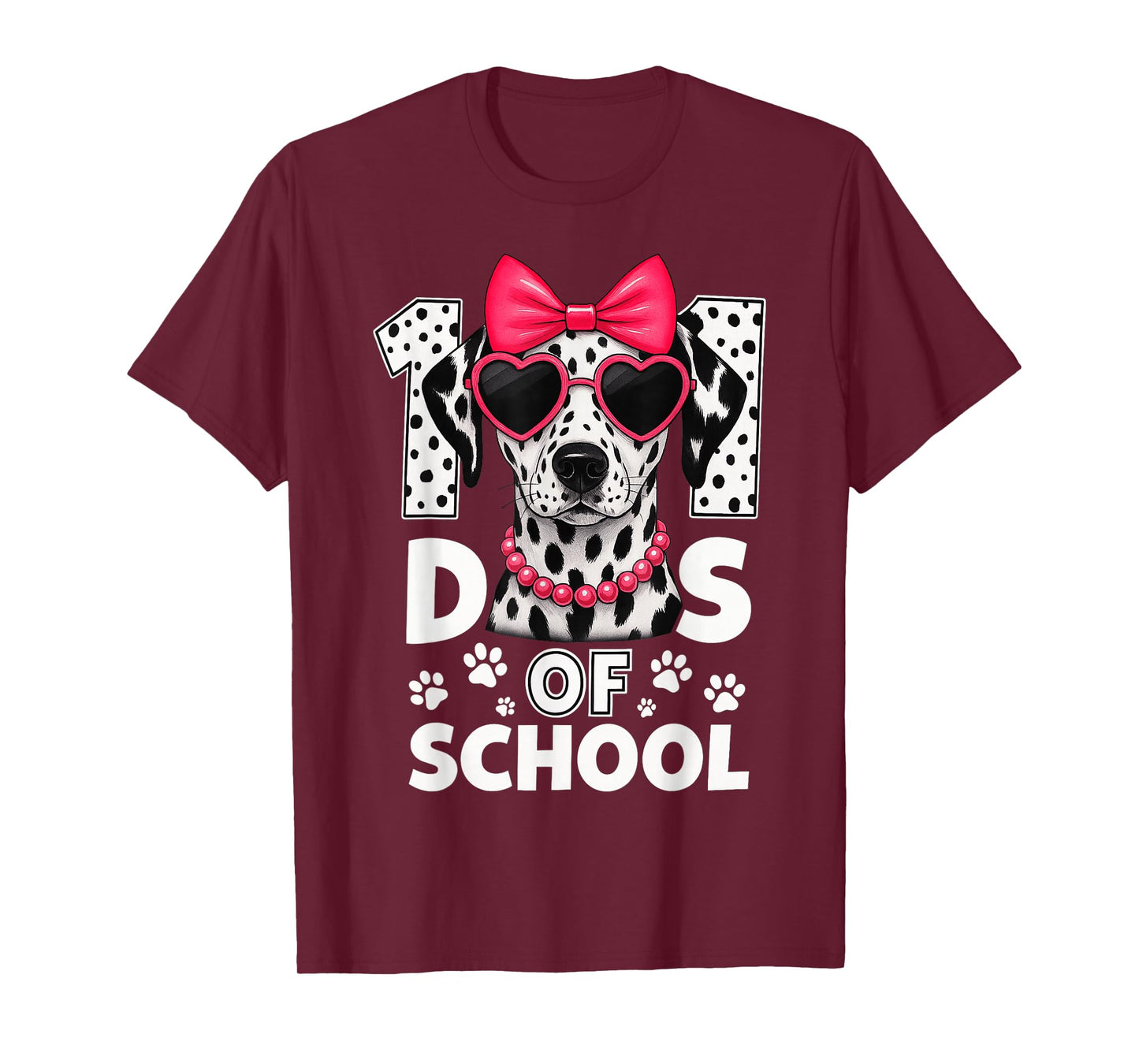 Cute 100 Days of School Dalmatian Girl Kids 100 Days Smarter T-Shirt