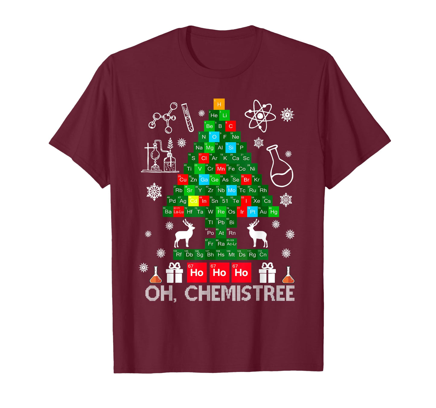 Oh Chemistree Scientist Chemical Christmas Xmas Teacher T-Shirt