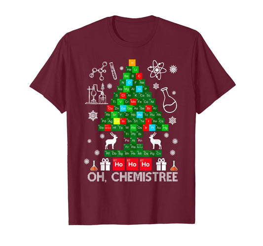 Oh Chemistree Scientist Chemical Christmas Xmas Teacher T-Shirt